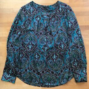 Talbots Teal and Burgundy Paisley Blouse